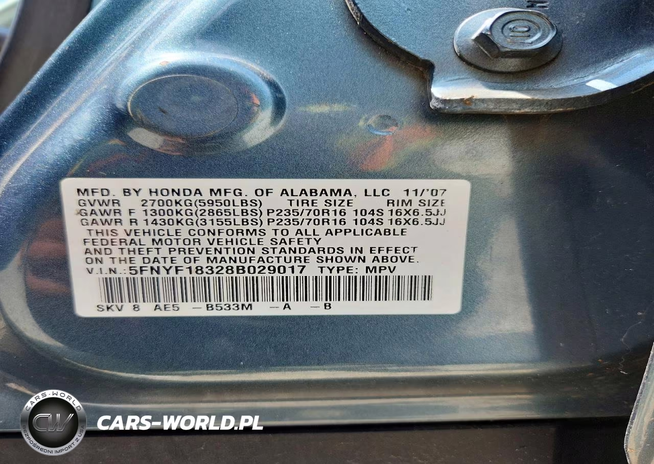 2008 Honda Pilot VIN:5FNYF18328B029017 - 13