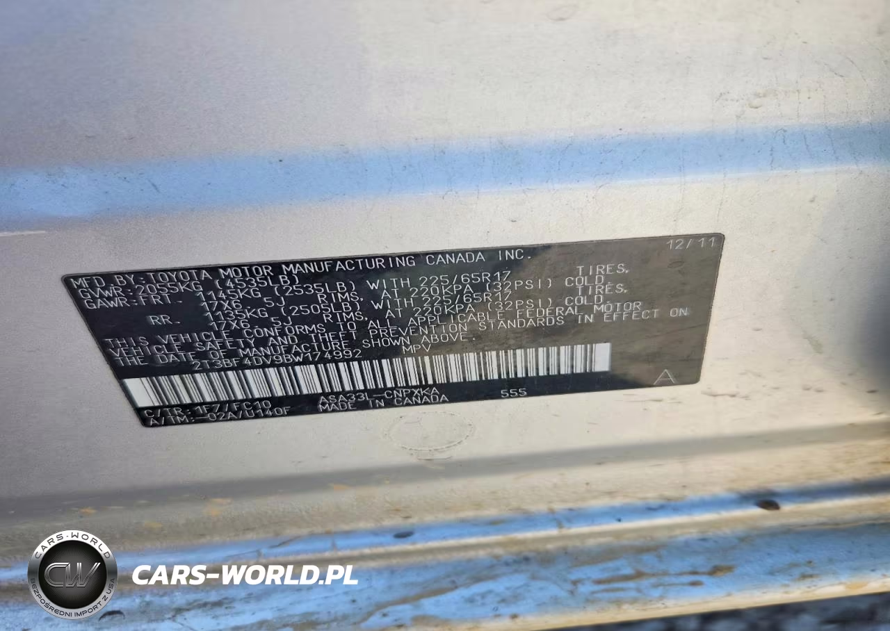 2011 Toyota Rav4 Base VIN:2T3BF4DV9BW174992 - 13