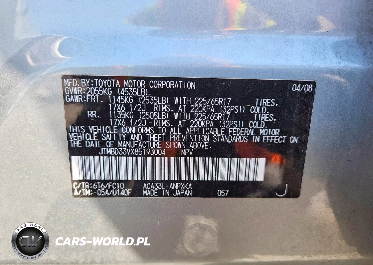 2008 Toyota Rav4 Base VIN:JTMBD33VX85193004 - 13