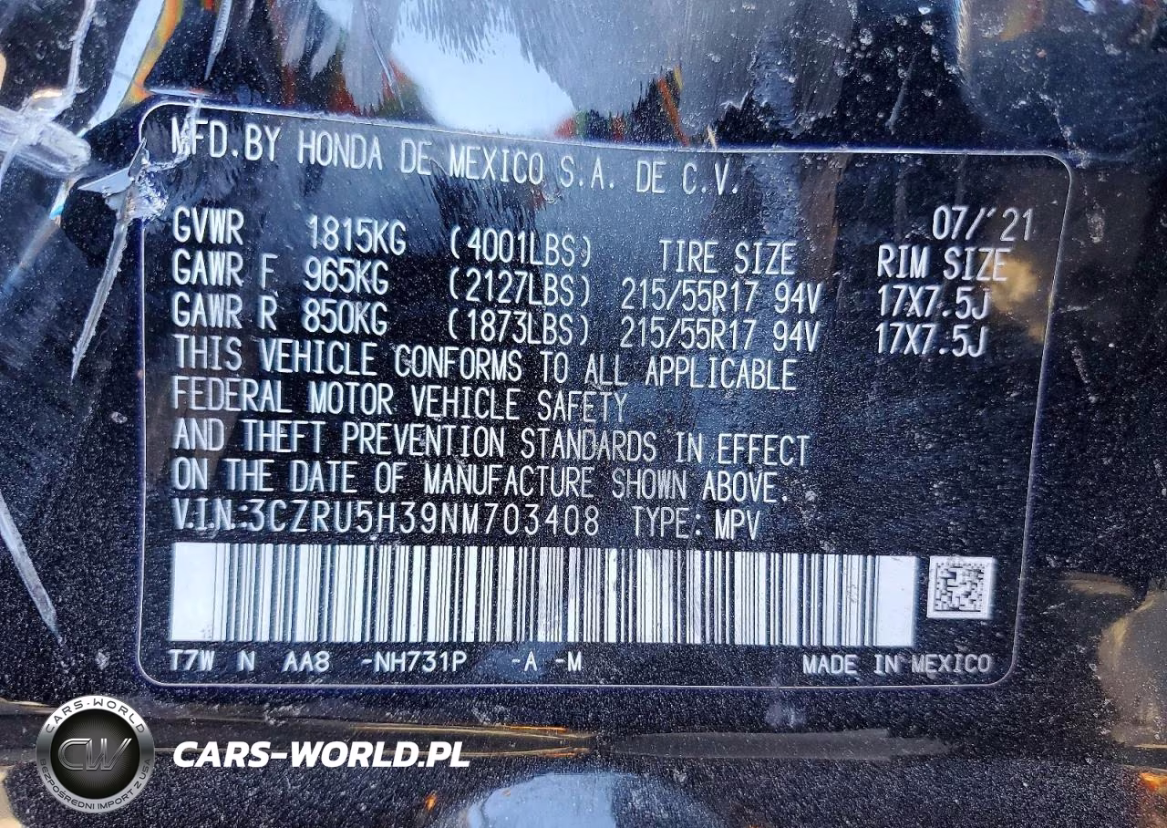 2022 Honda Hr-V Lx VIN:3CZRU5H39NM703408 - 12
