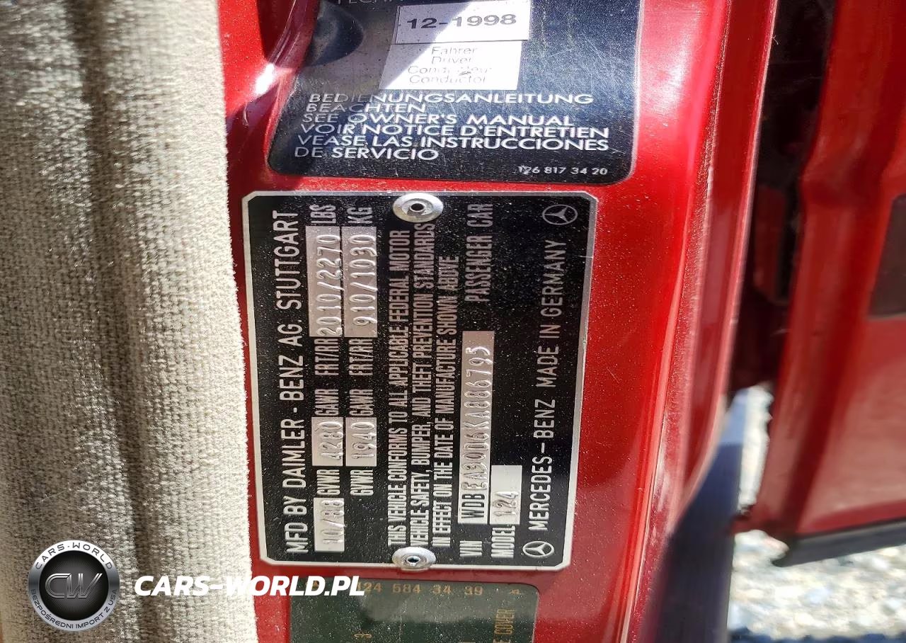 1989 Mercedes-Benz 300 E VIN:WDBEA30D6KA886795 - 12