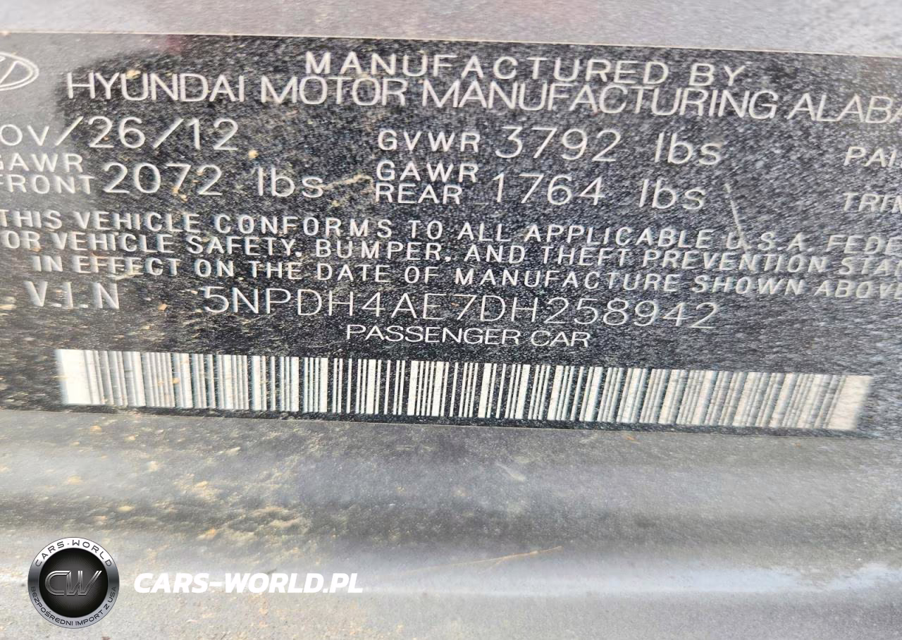 2013 Hyundai Elantra Gls VIN:5NPDH4AE7DH258942 - 12