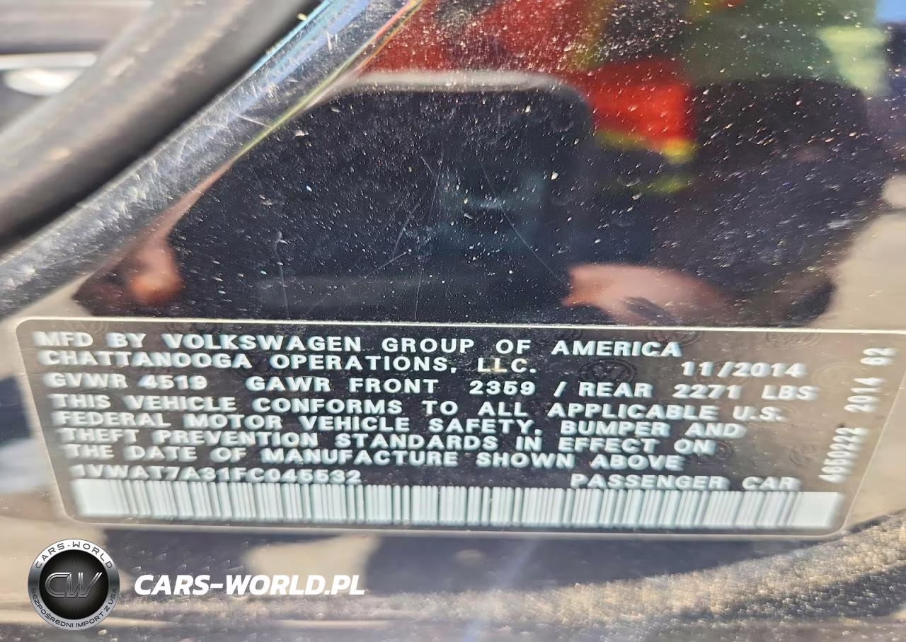 2015 Volkswagen Passat S VIN:1VWAT7A31FC045532 - 12