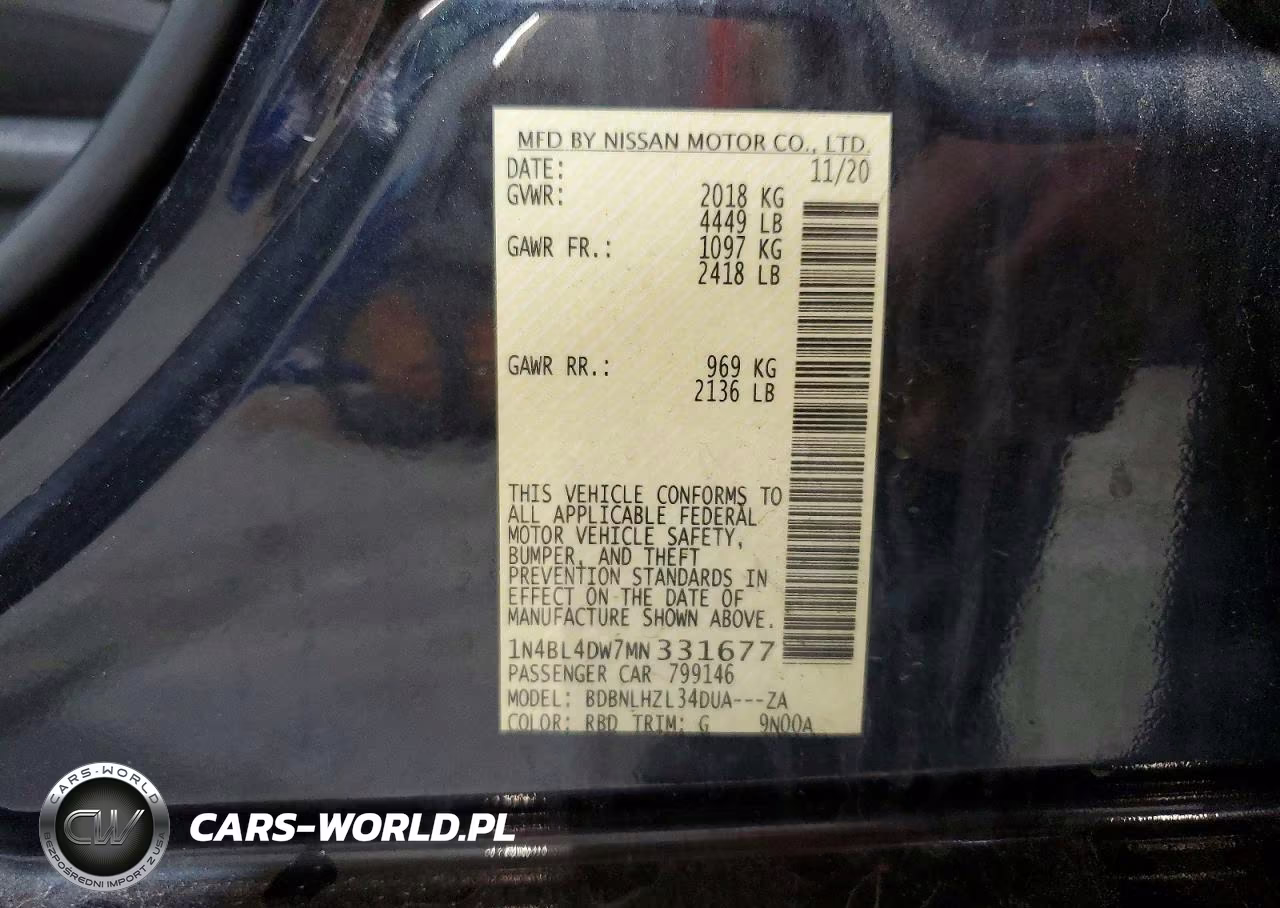 2021 Nissan Altima Sv VIN:1N4BL4DW7MN331677 - 12