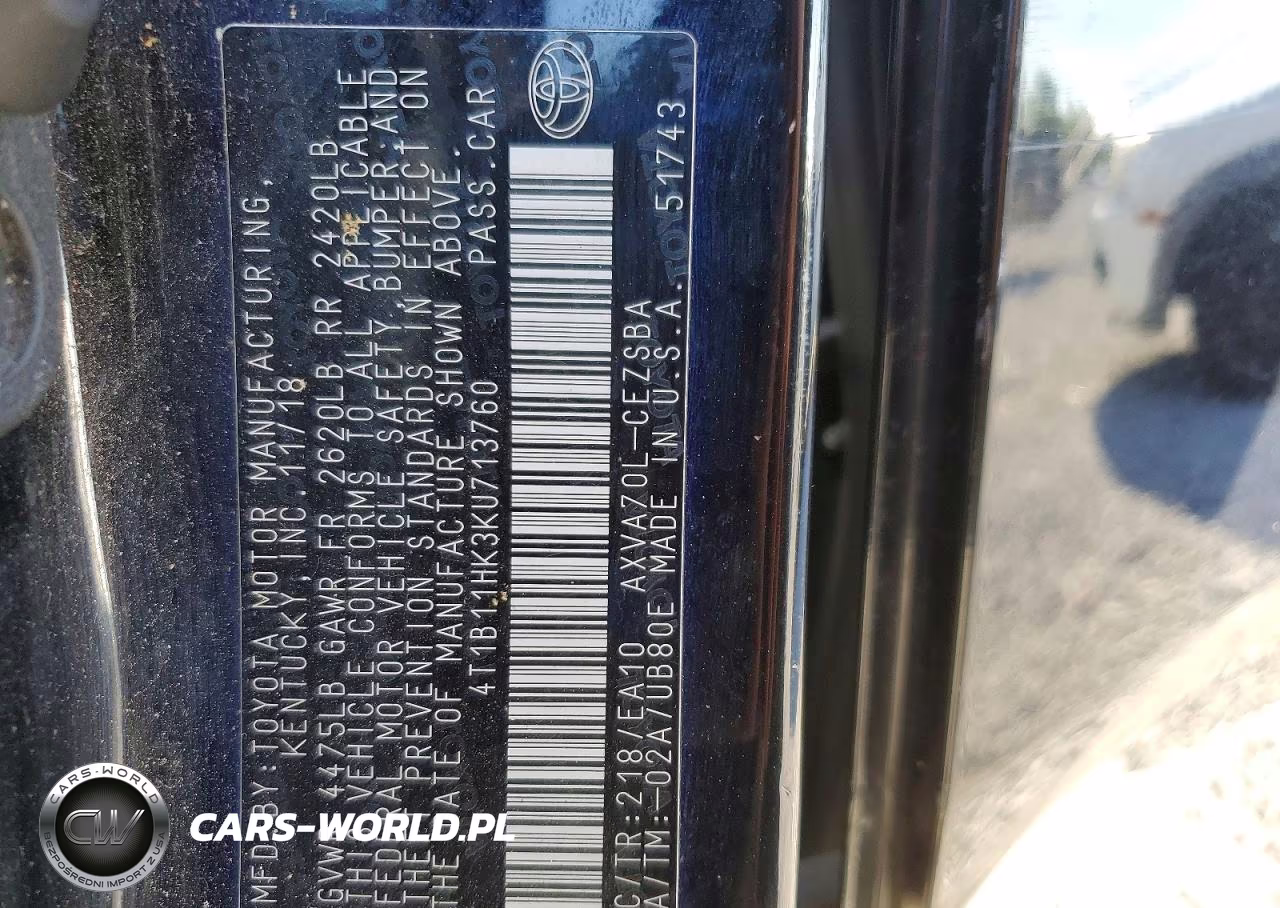 2019 Toyota Camry Se VIN:4T1B11HK3KU713760 - 12