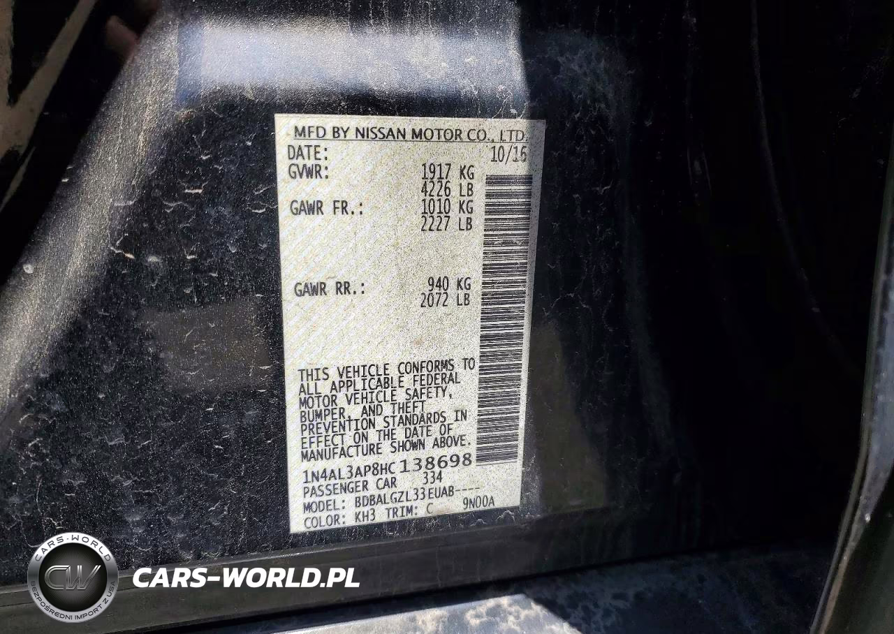 2017 Nissan Altima 2.5 S VIN:1N4AL3AP8HC138698 - 13