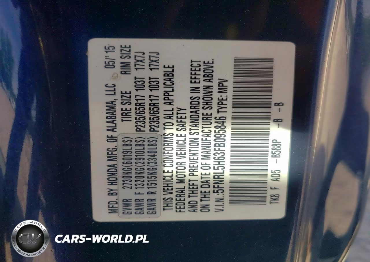 2015 Honda Odyssey Exl VIN:5FNRL5H63FB095846 - 13