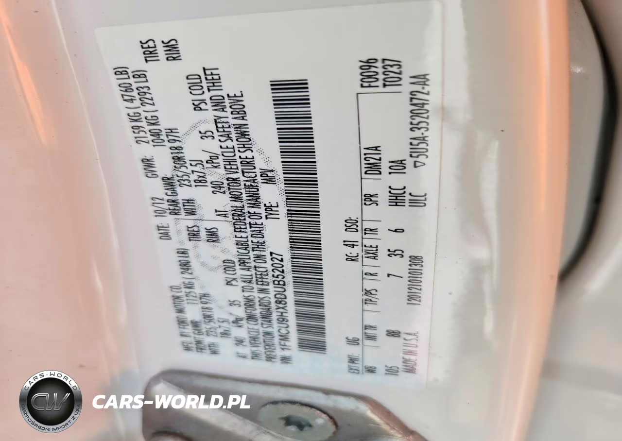 2013 Ford Escape Sel VIN:1FMCU9HX8DUB52027 - 12