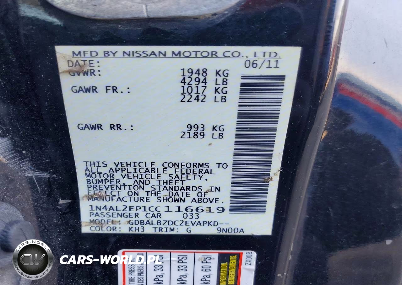 2012 Nissan Altima S VIN:1N4AL2EP1CC116619 - 12