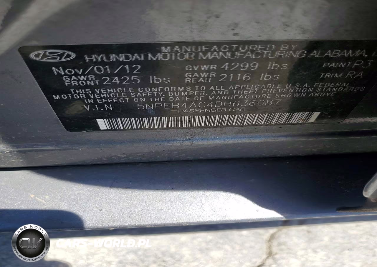 2013 Hyundai Sonata Gls VIN:5NPEB4AC4DH636087 - 12
