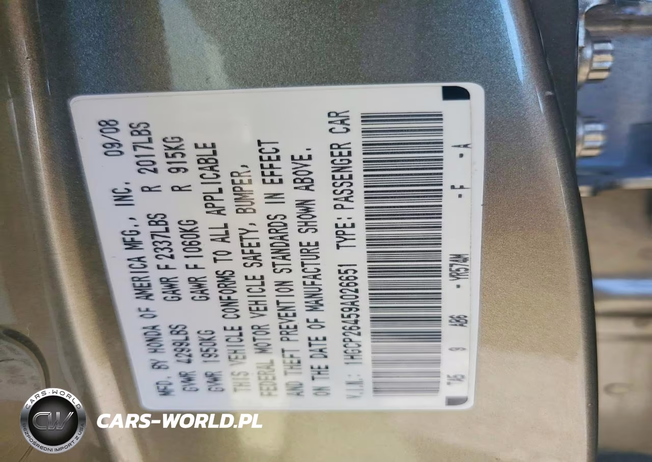 2009 Honda Accord Lxp VIN:1HGCP26459A026651 - 12