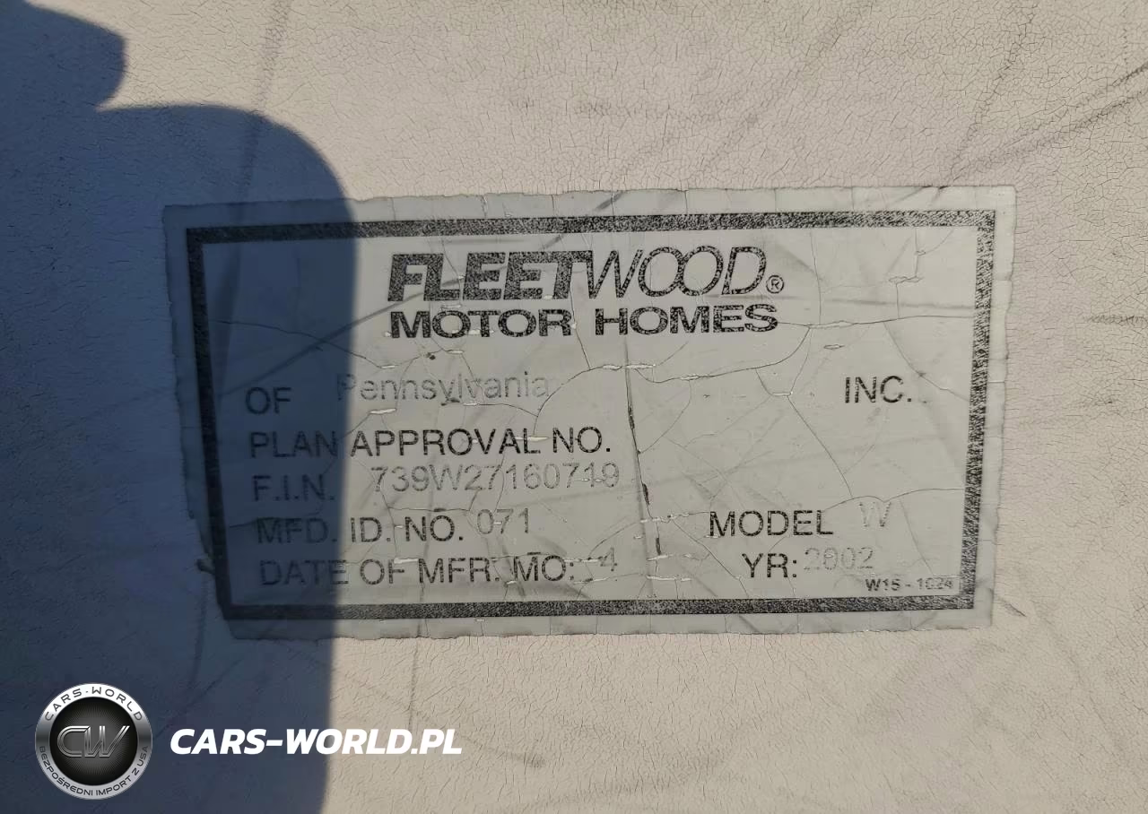 2002 Ford Motorhome Chassis Revcreational Vehicle VIN:1FCNF53SX20A04929 - 10