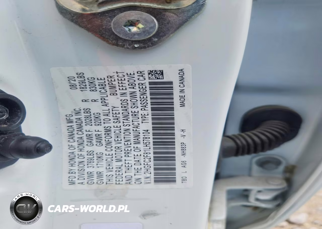 2020 Honda Civic Sport VIN:2HGFC2F81LH578104 - 12