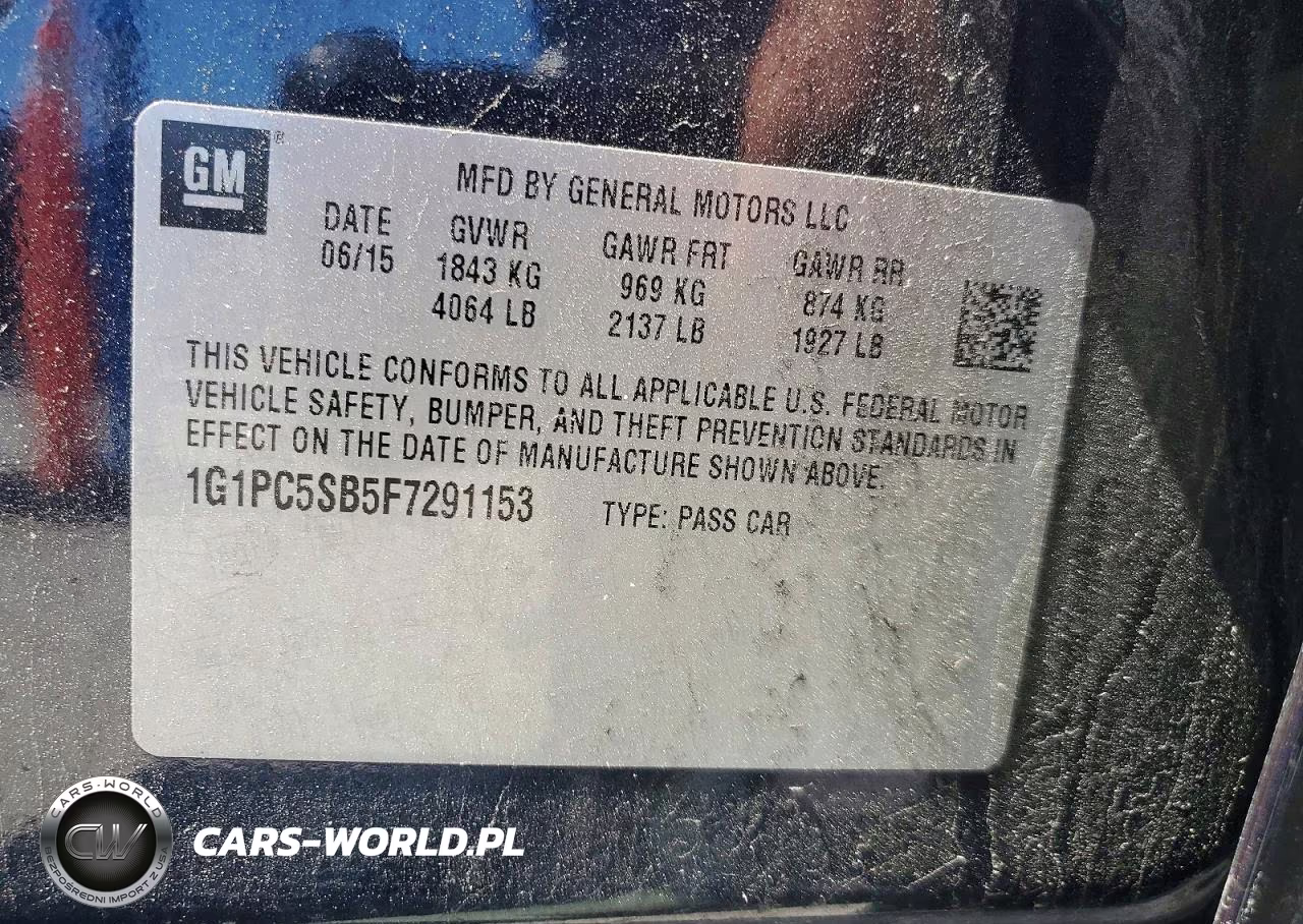 2015 Chevrolet Cruze Lt VIN:1G1PC5SB5F7291153 - 12