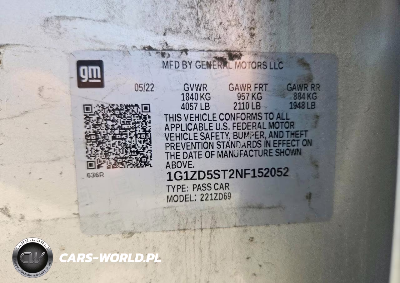 2022 Chevrolet Malibu Lt VIN:1G1ZD5ST2NF152052 - 13