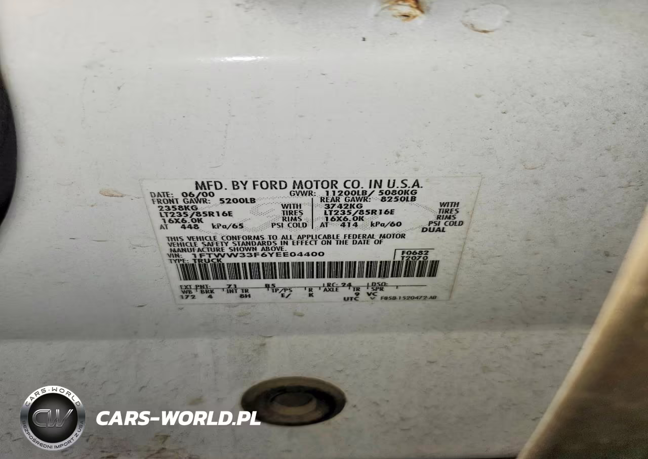 2000 Ford F350 Super Duty VIN:1FTWW33F6YEE04400 - 12
