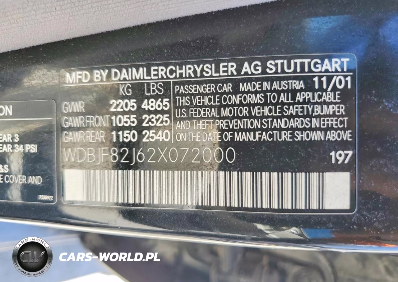 2002 Mercedes-Benz E 320 4Matic VIN:WDBJF82J62X072000 - 12
