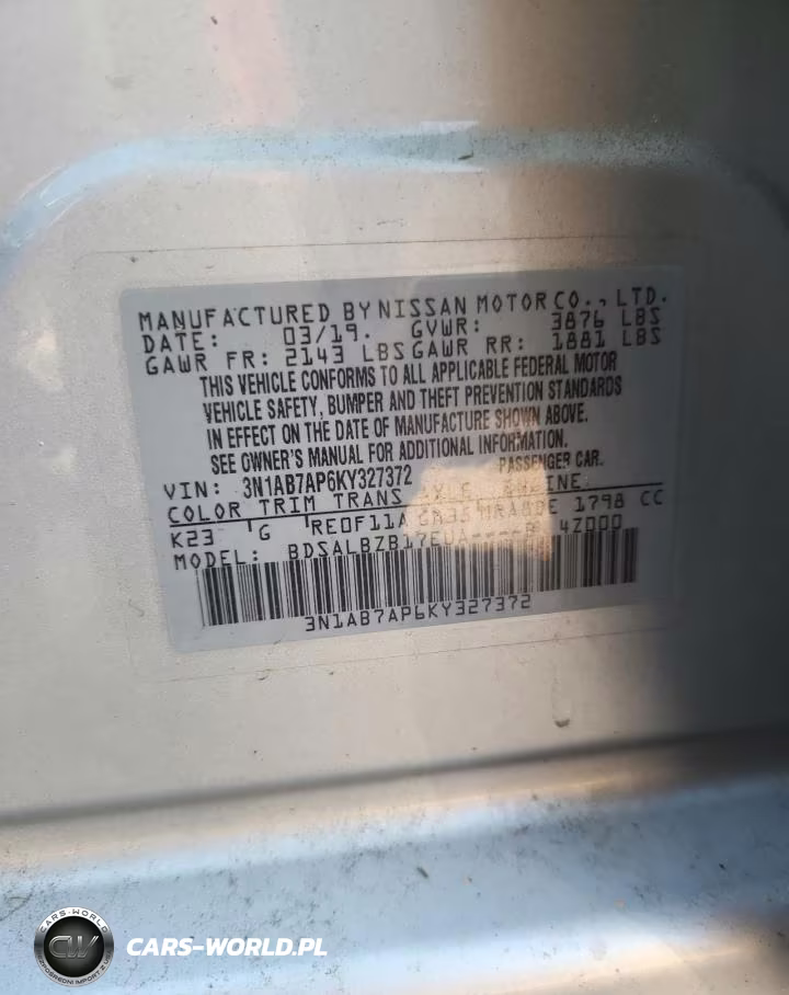 2019 Nissan Sentra S VIN:3N1AB7AP6KY327372 - 12