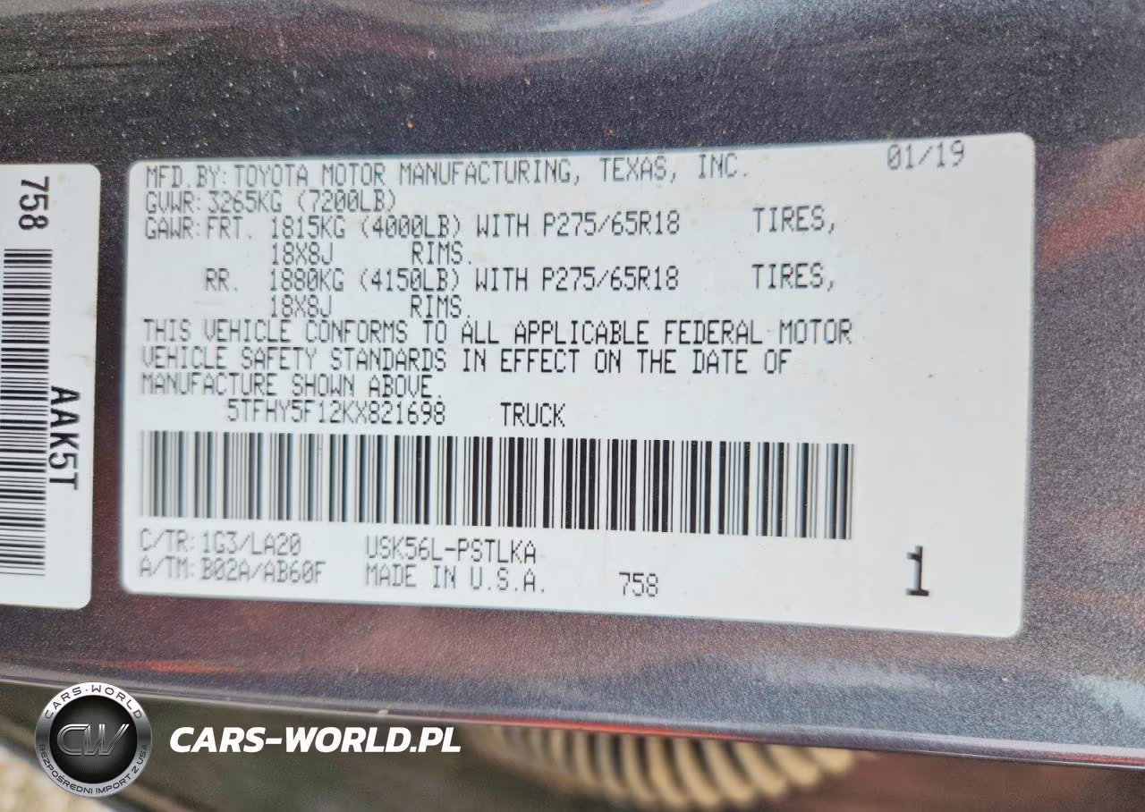 2019 Toyota Tundra Crewmax Limited VIN:5TFHY5F12KX821698 - 12