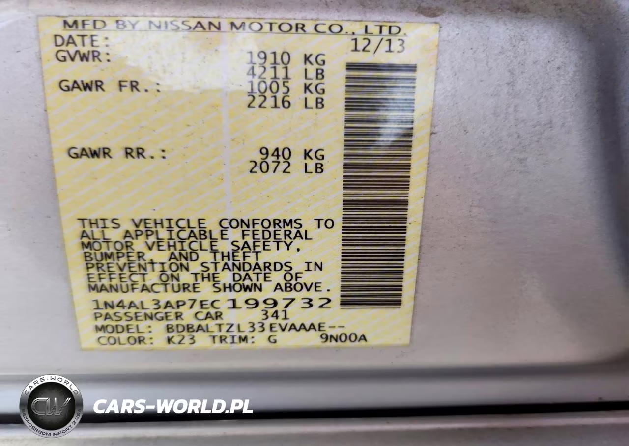 2014 Nissan Altima 2.5 Sv VIN:1N4AL3AP7EC199732 - 12