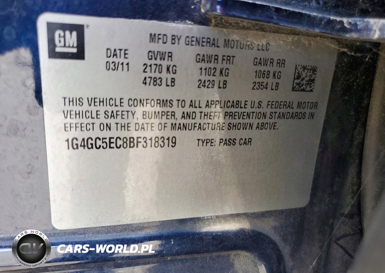 2011 Buick Lacrosse Cxl VIN:1G4GC5EC8BF318319 - 12
