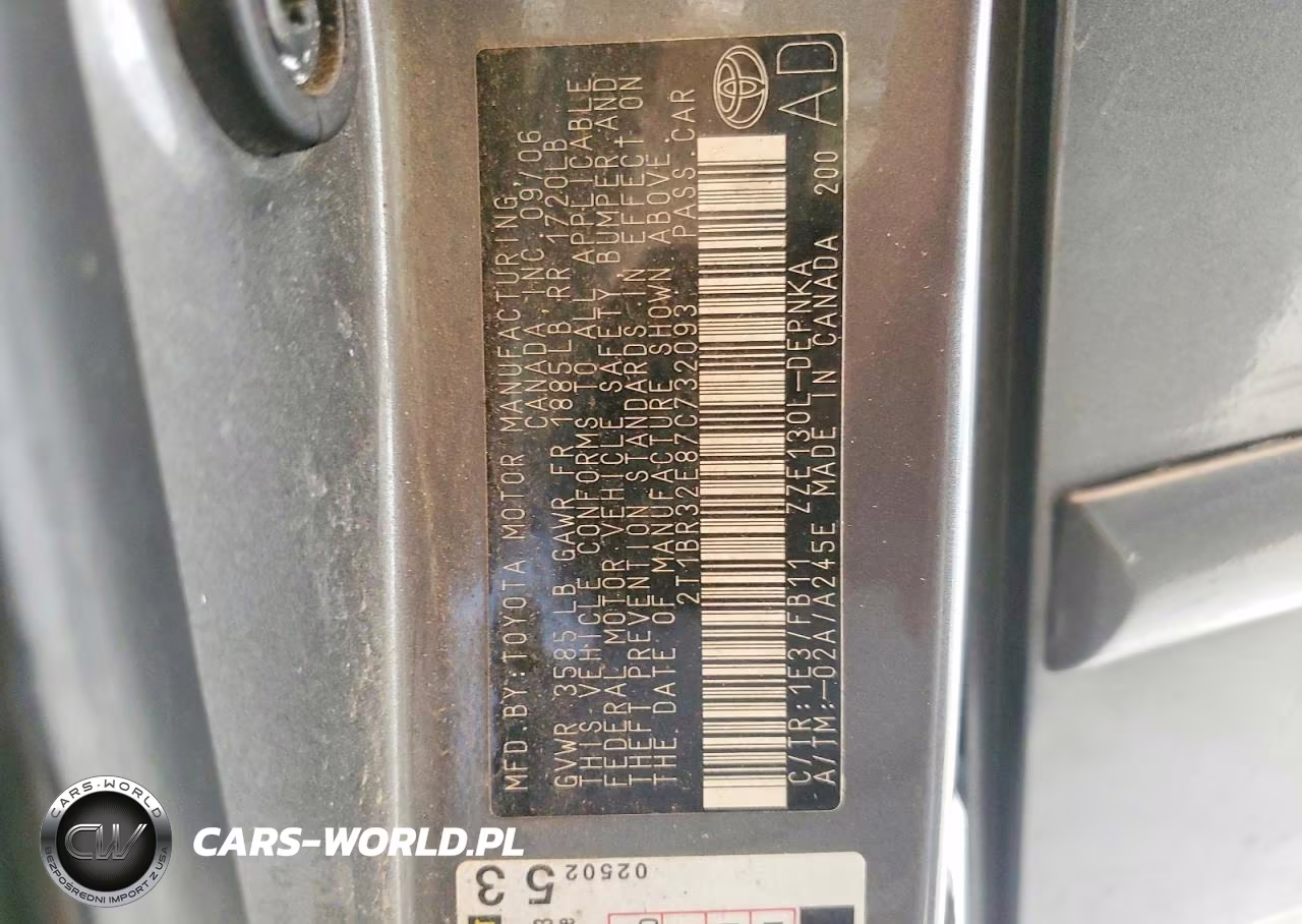 2007 Toyota Corolla Le VIN:2T1BR32E87C732093 - 12