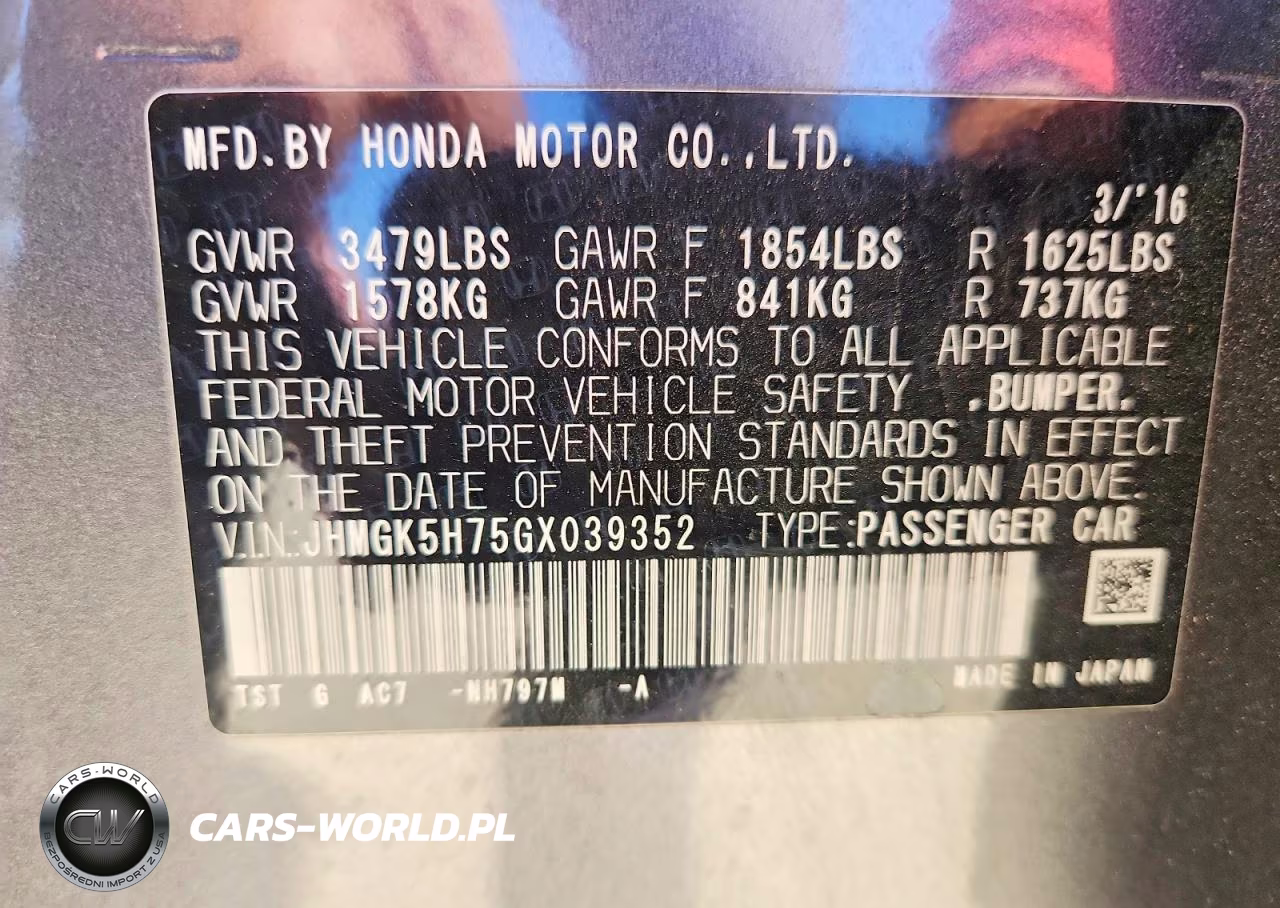 2016 Honda Fit Ex VIN:JHMGK5H75GX039352 - 13