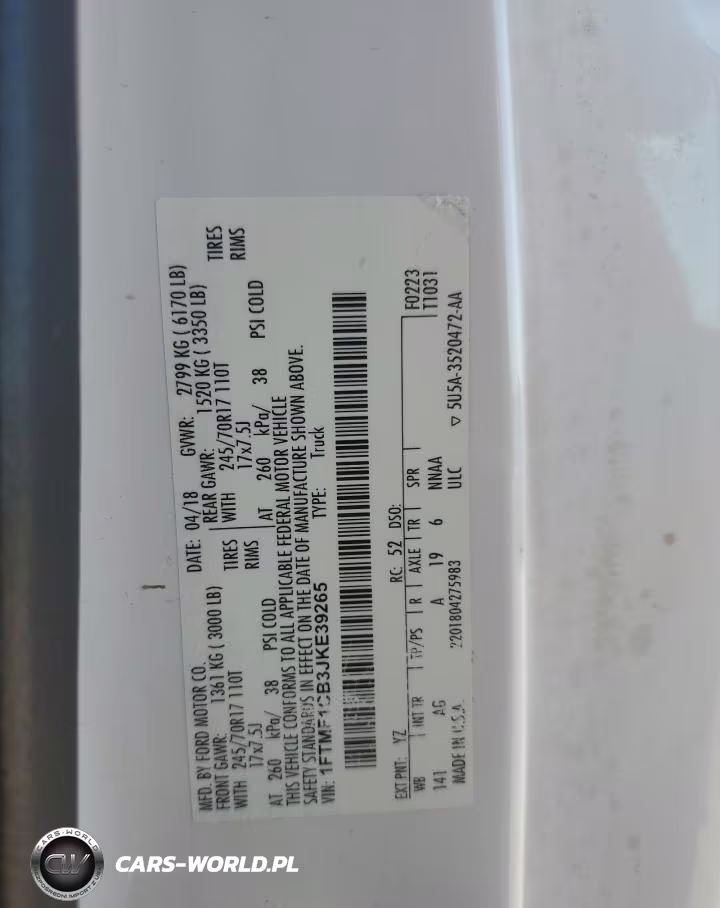 2018 Ford F150 VIN:1FTMF1CB3JKE39265 - 12