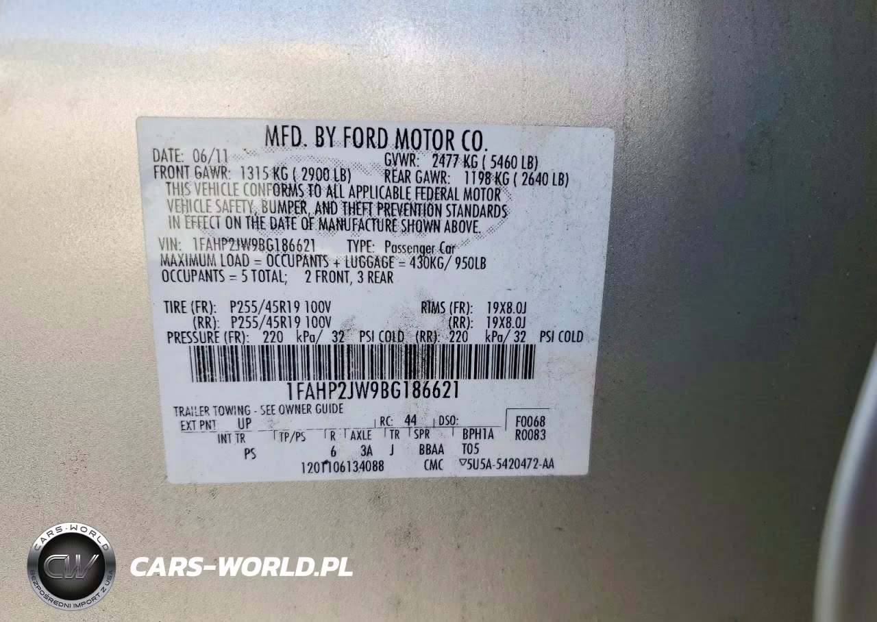 2011 Ford Taurus Limited VIN:1FAHP2JW9BG186621 - 12