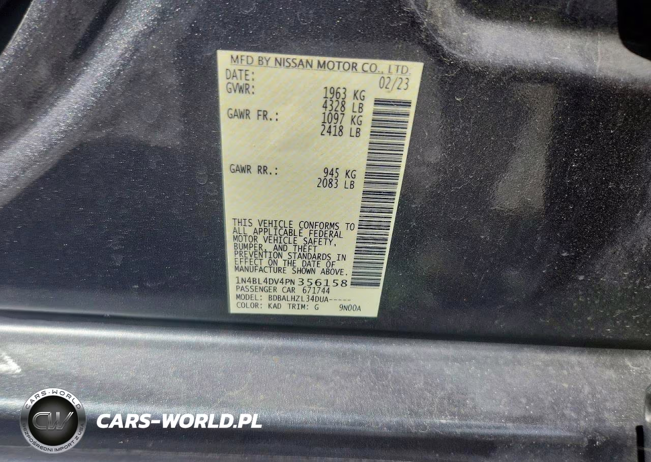 2023 Nissan Altima Sv VIN:1N4BL4DV4PN356158 - 12