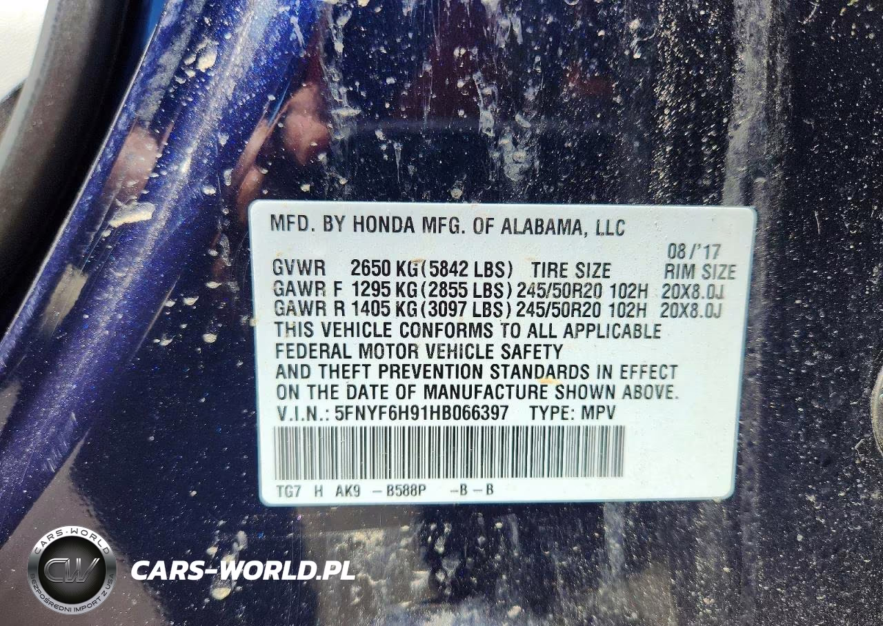 2017 Honda Pilot Touring VIN:5FNYF6H91HB066397 - 13