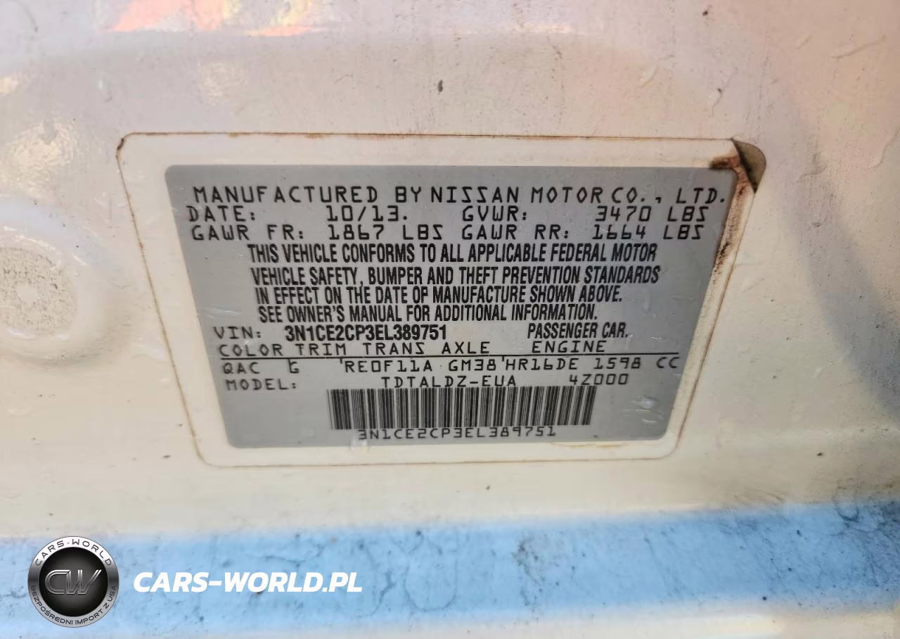 2014 Nissan Versa Note Sv VIN:3N1CE2CP3EL389751 - 12