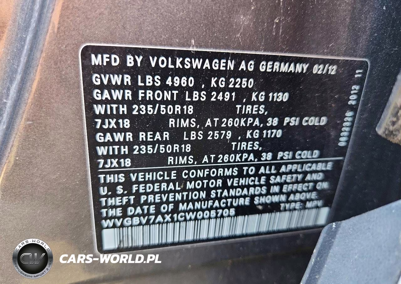 2012 Volkswagen Tiguan S VIN:WVGBV7AX1CW005705 - 13