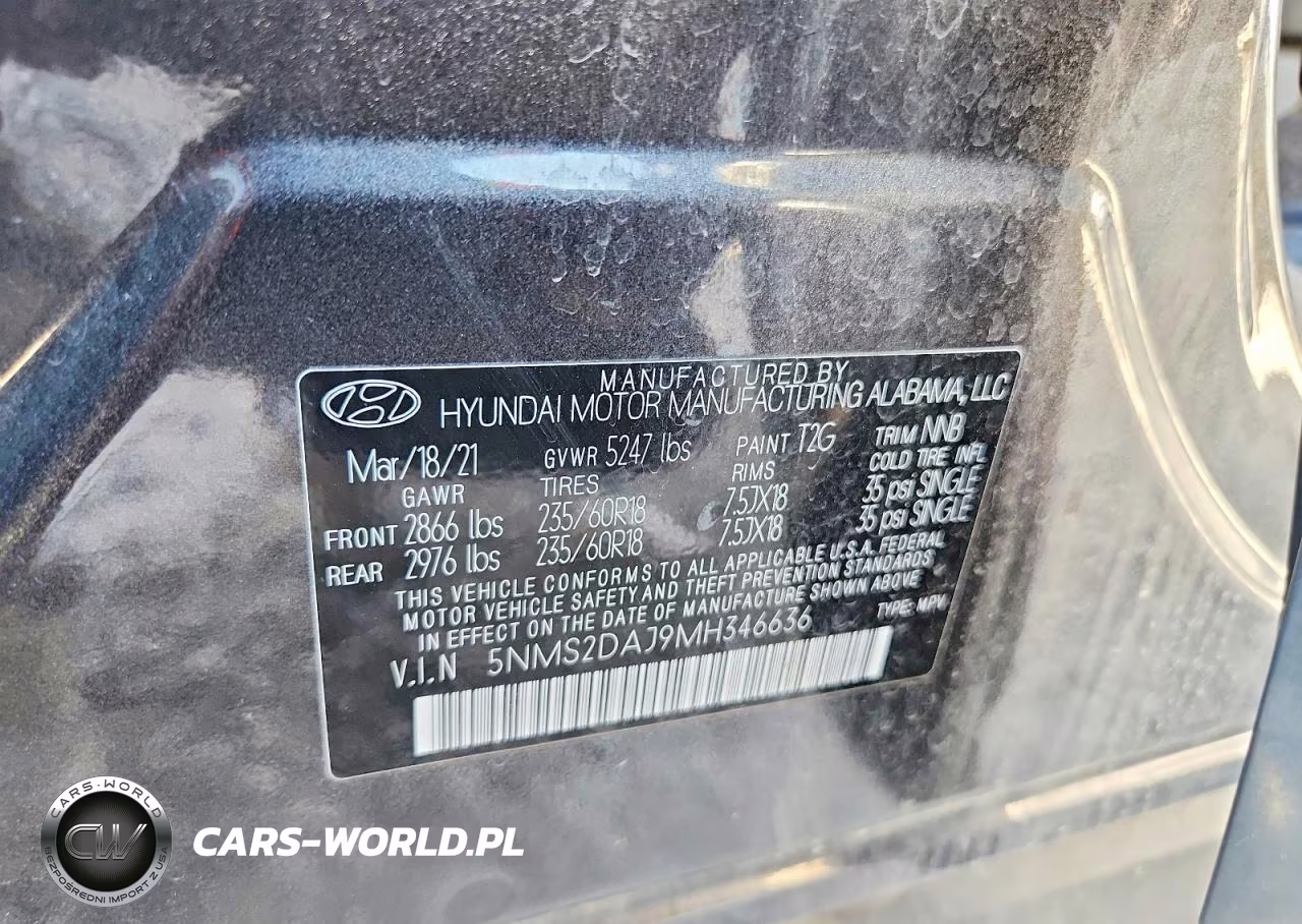 2021 Hyundai Santa Fe Sel VIN:5NMS2DAJ9MH346636 - 12