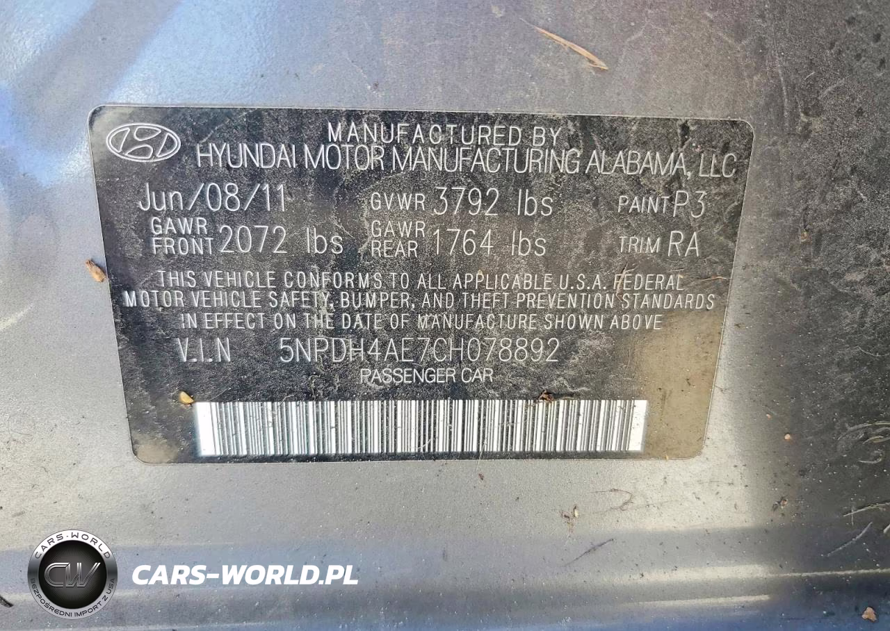 2012 Hyundai Elantra Gls VIN:5NPDH4AE7CH078892 - 12