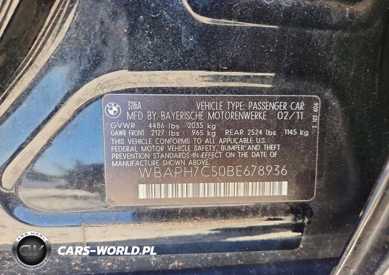 2011 BMW 328 I VIN:WBAPH7C50BE678936 - 12