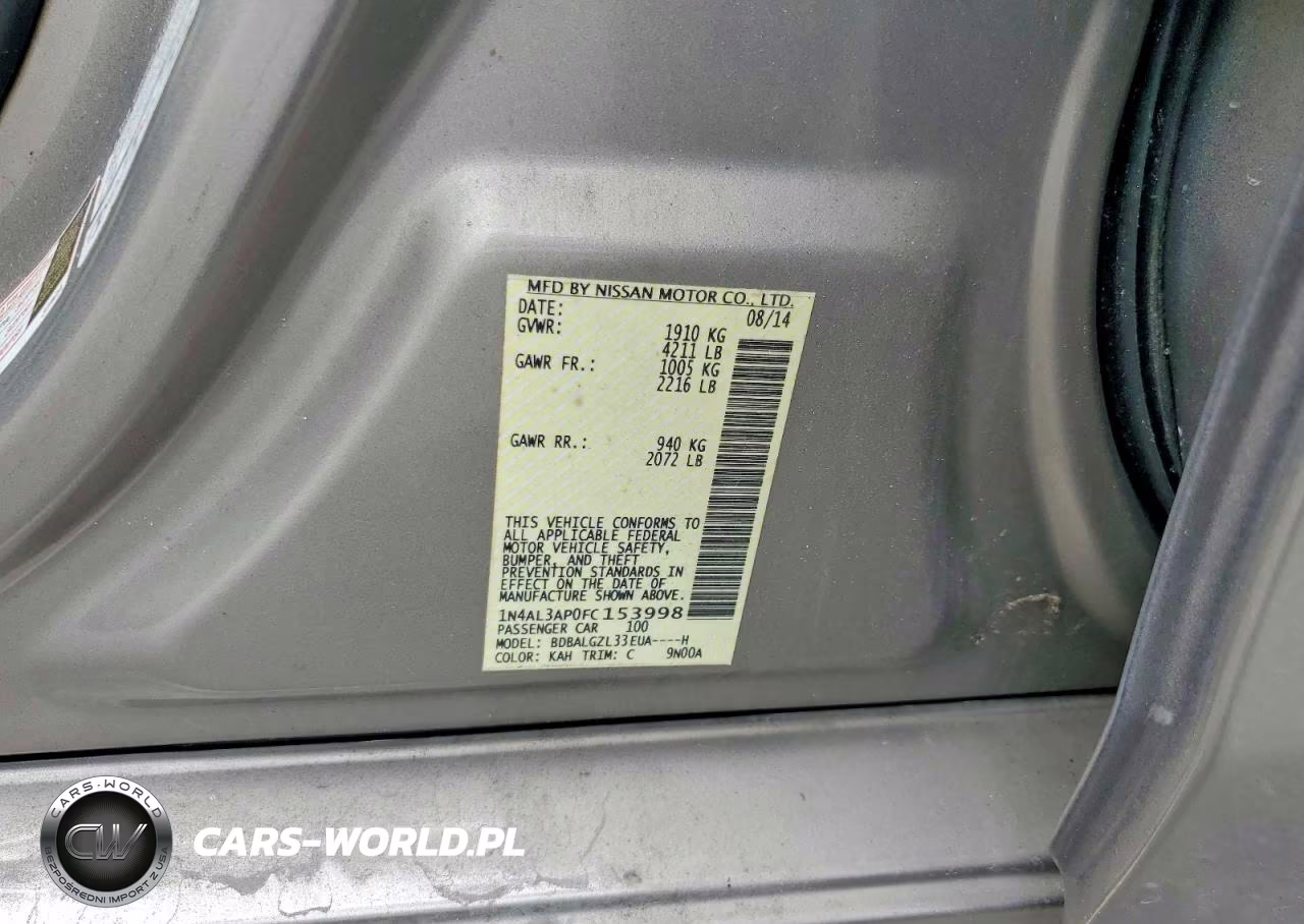 2015 Nissan Altima 2.5 S VIN:1N4AL3AP0FC153998 - 12