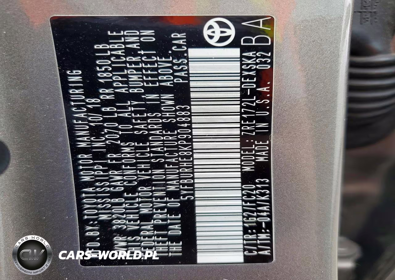 2019 Toyota Corolla Se VIN:5YFBURHE8KP904883 - 12