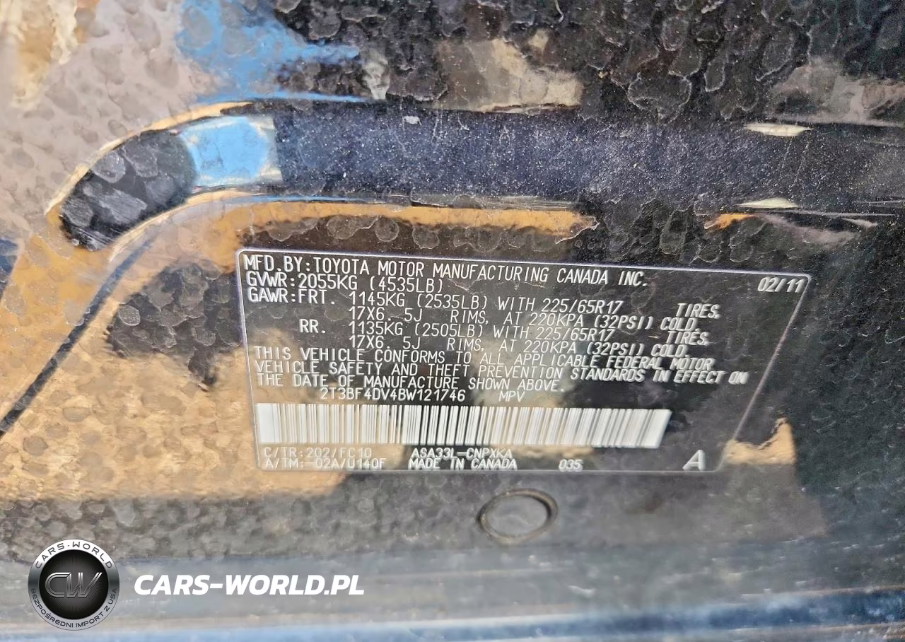 2011 Toyota Rav4 Base VIN:2T3BF4DV4BW121746 - 12