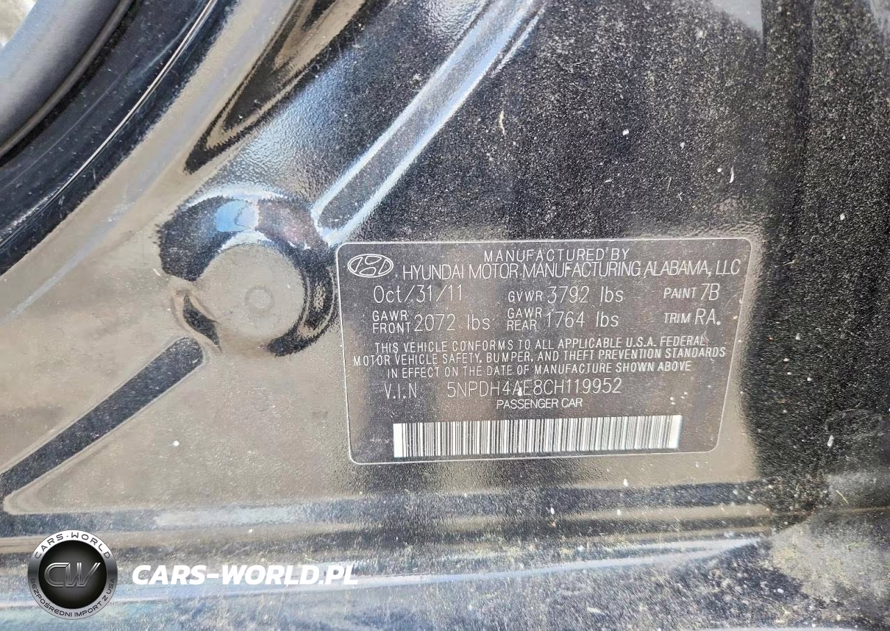 2012 Hyundai Elantra Gls VIN:5NPDH4AE8CH119952 - 12