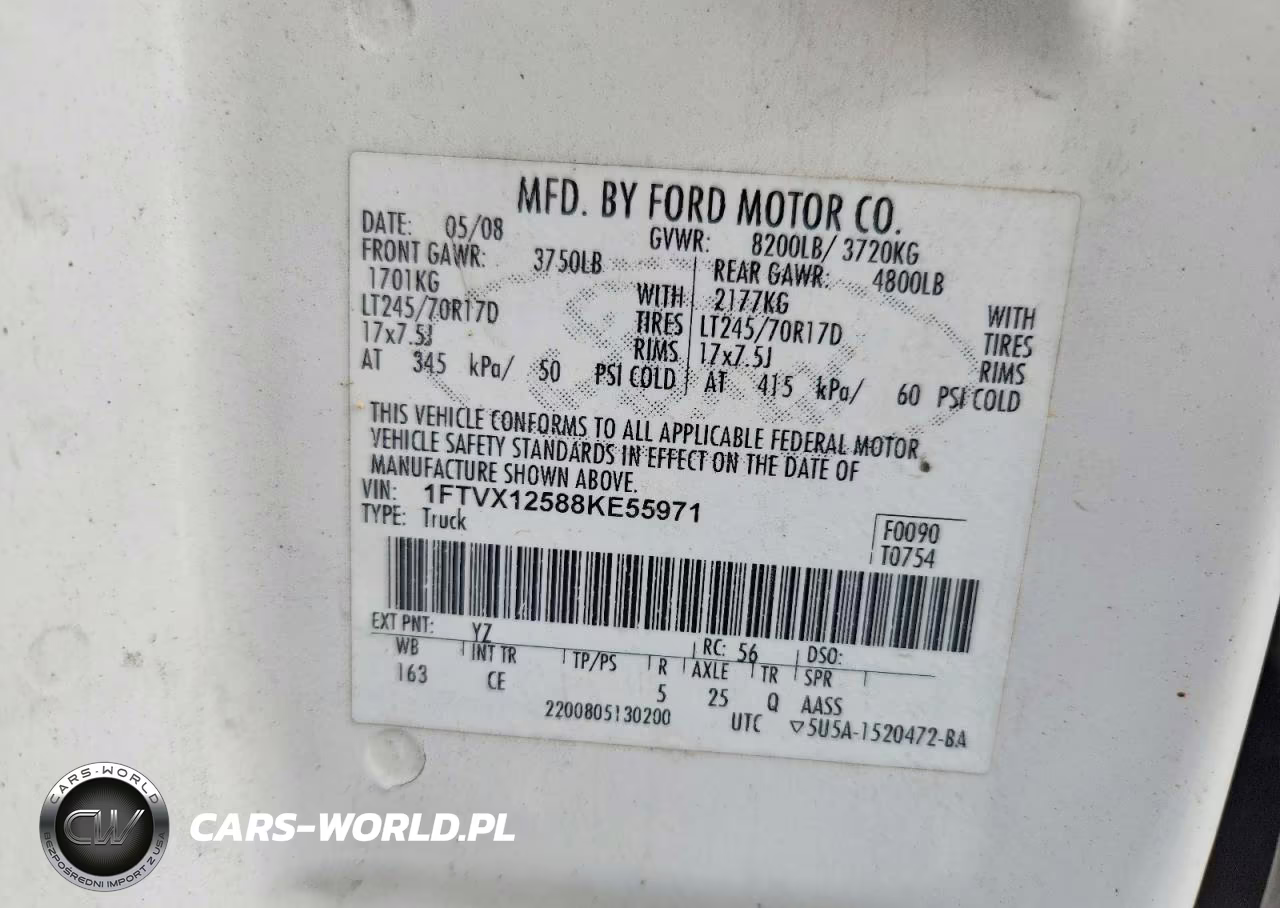 2008 Ford F150 VIN:1FTVX12588KE55971 - 12