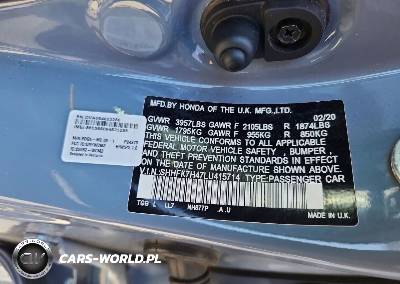 2020 Honda Civic Sport VIN:SHHFK7H47LU415714 - 12