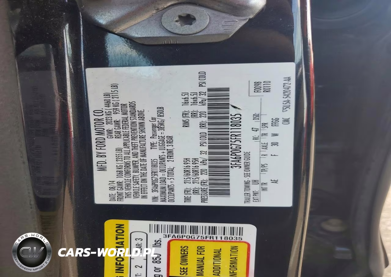 2015 Ford Fusion S VIN:3FA6P0G75FR118035 - 12