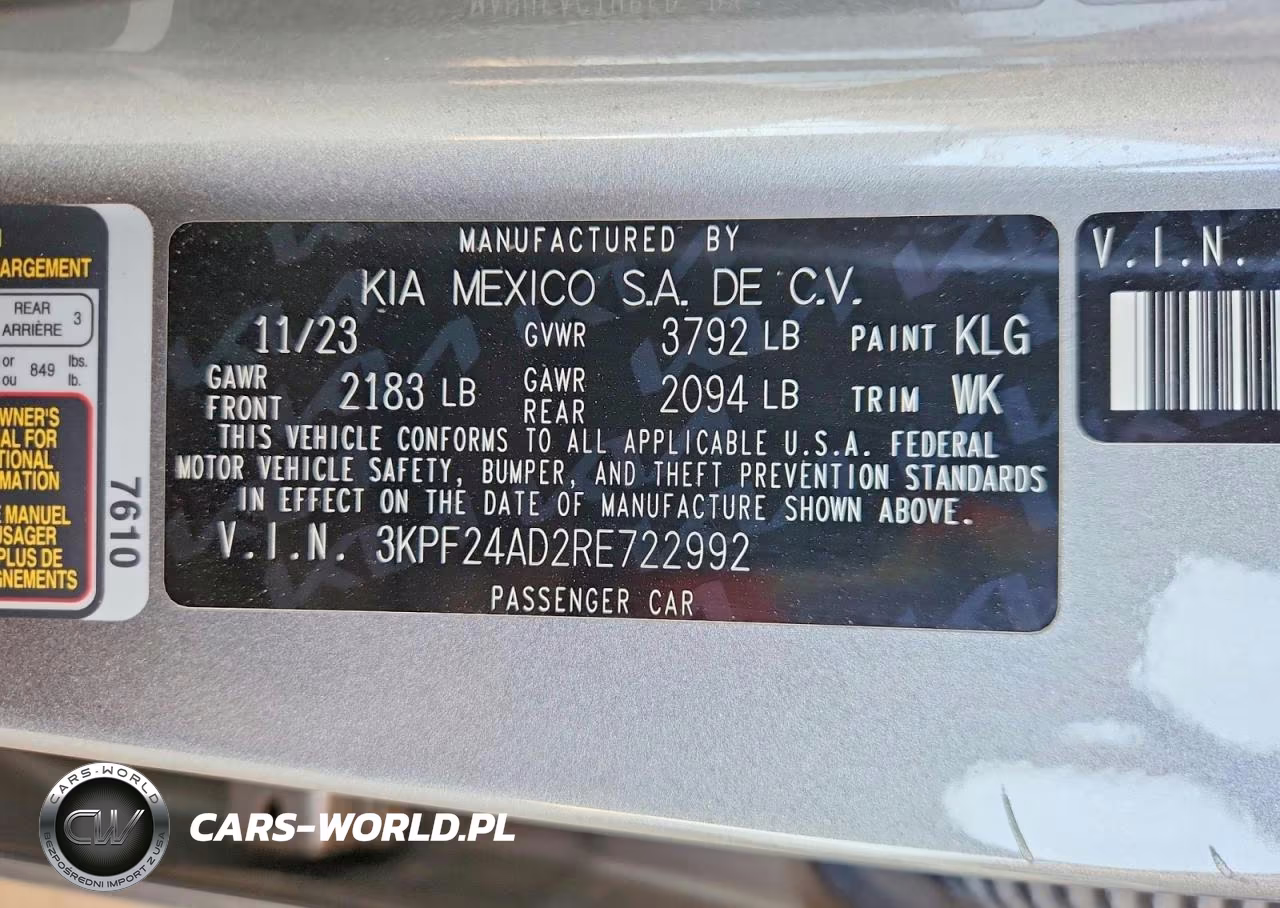 2024 Kia Forte Lxs VIN:3KPF24AD2RE722992 - 12
