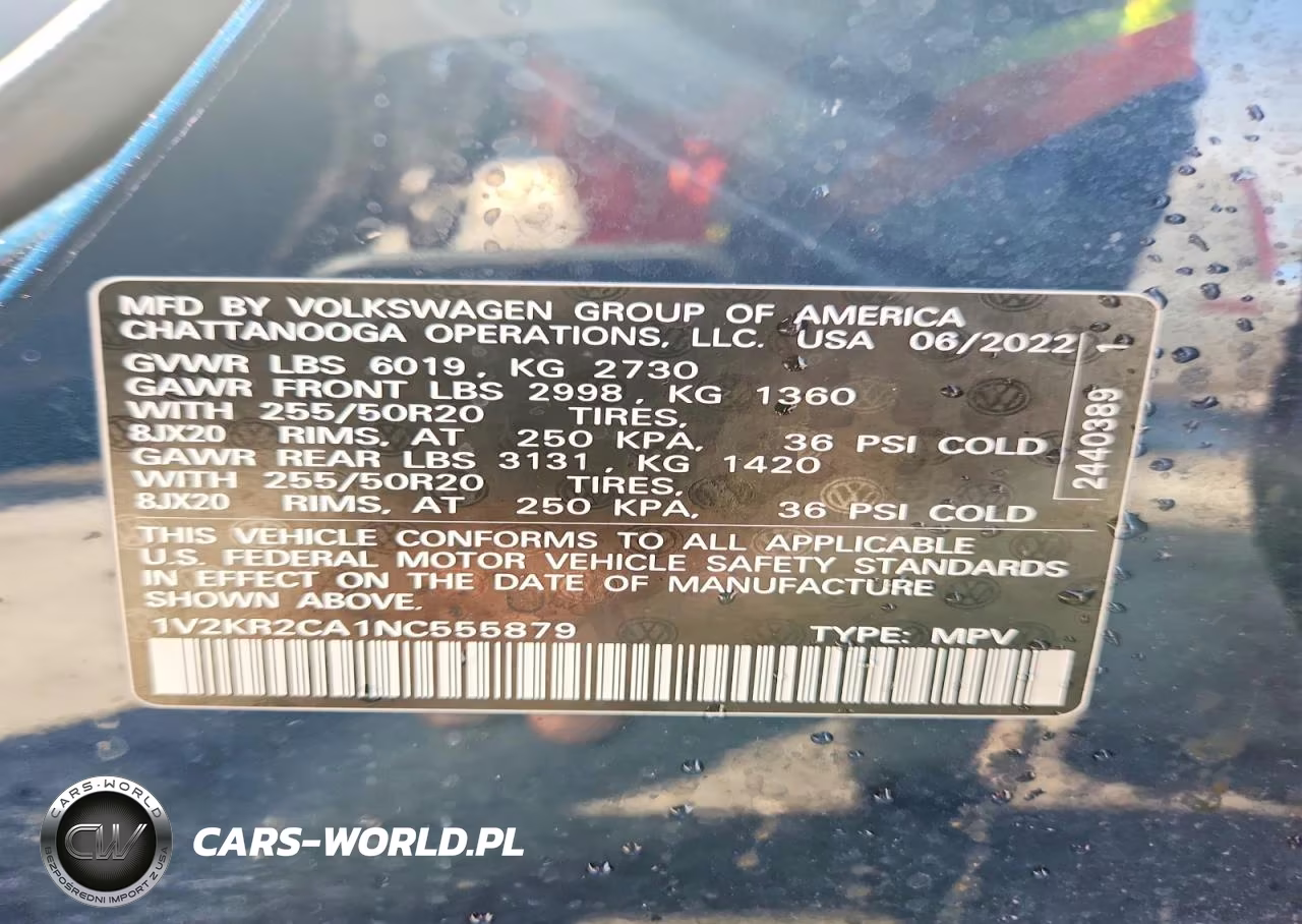 2022 Volkswagen Atlas Se VIN:1V2KR2CA1NC555879 - 14