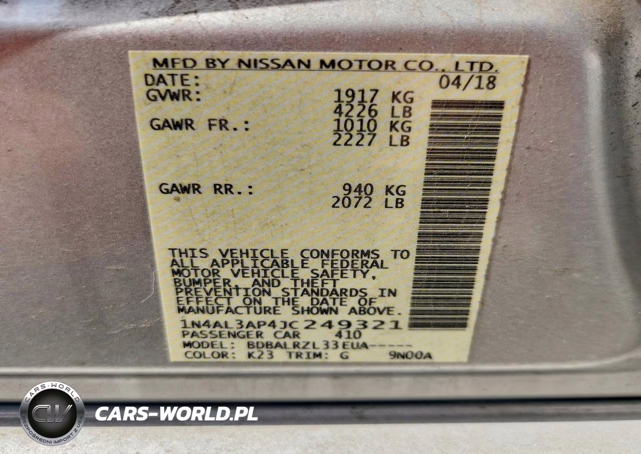 2018 Nissan Altima 2.5 Sl VIN:1N4AL3AP4JC249321 - 12
