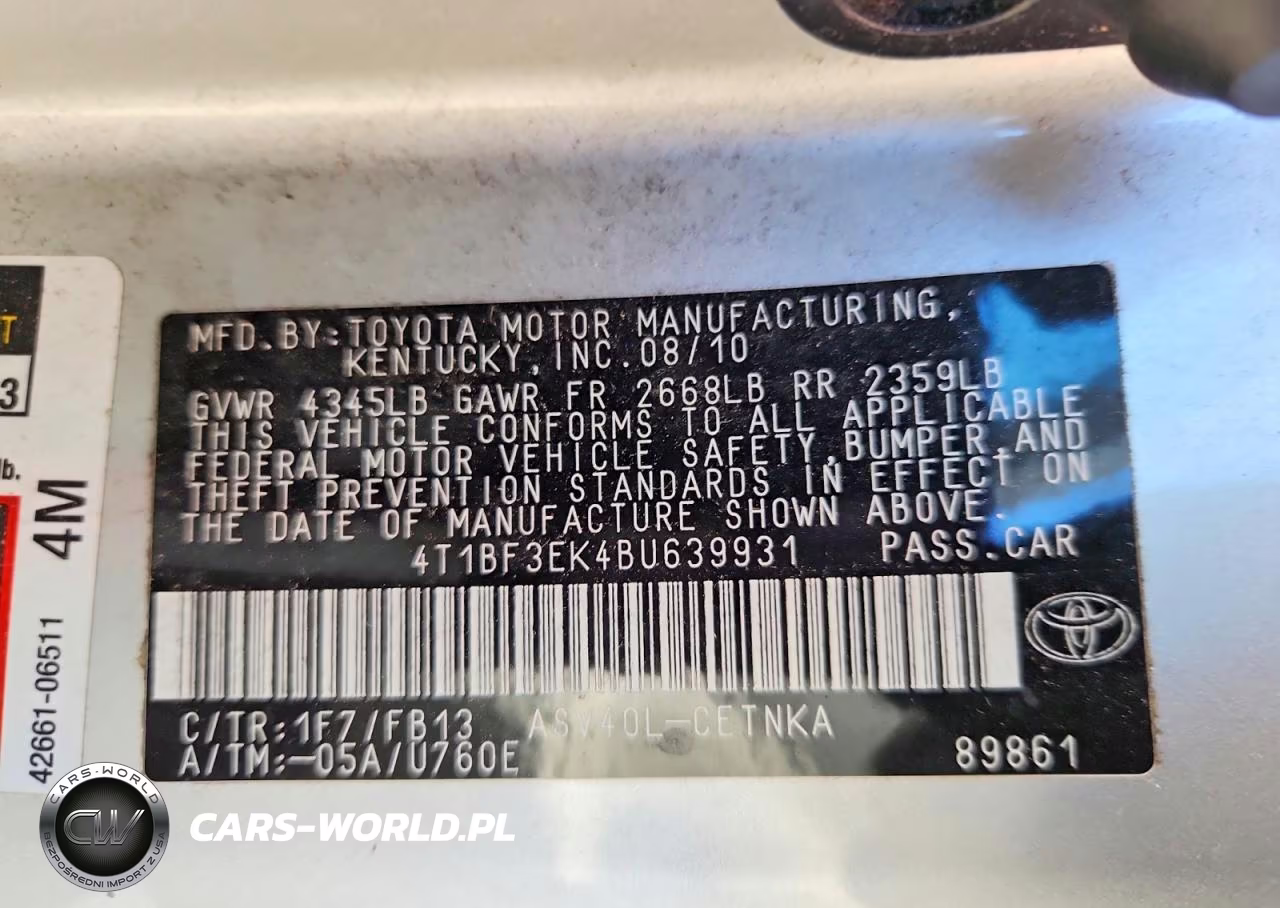 2011 Toyota Camry Base VIN:4T1BF3EK4BU639931 - 12