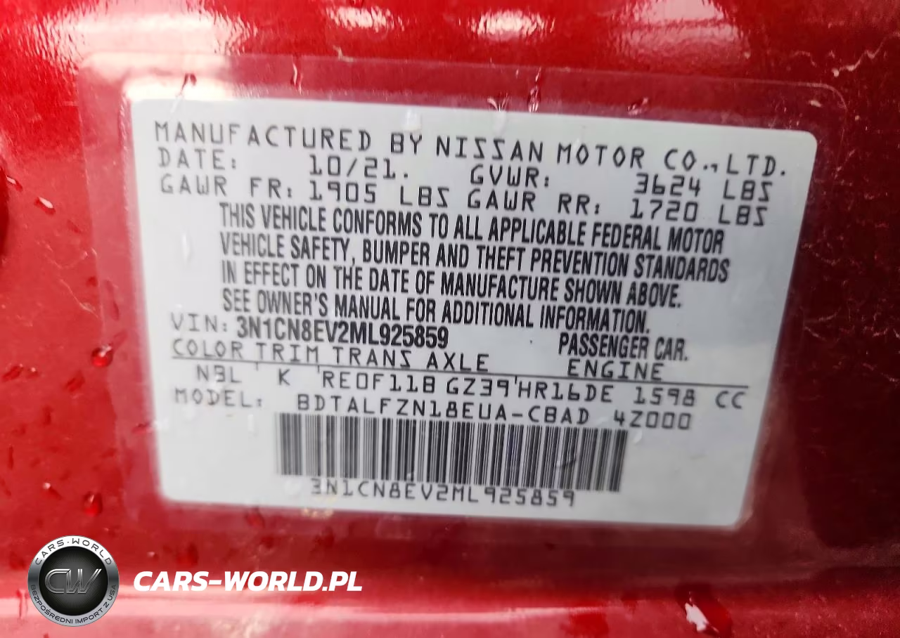 2021 Nissan Versa Sv VIN:3N1CN8EV2ML925859 - 12