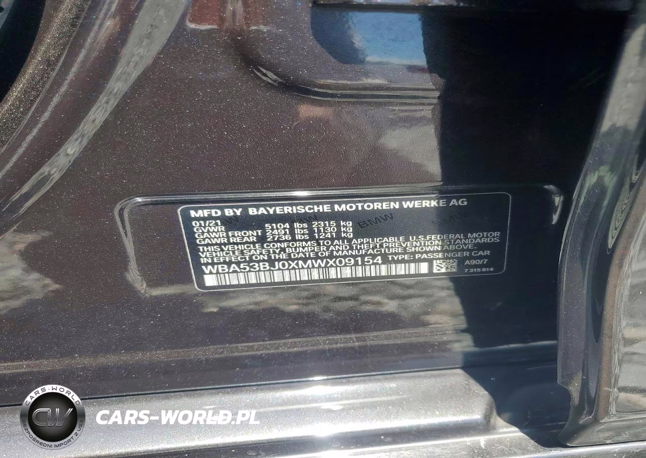 2021 BMW 540 I VIN:WBA53BJ0XMWX09154 - 13