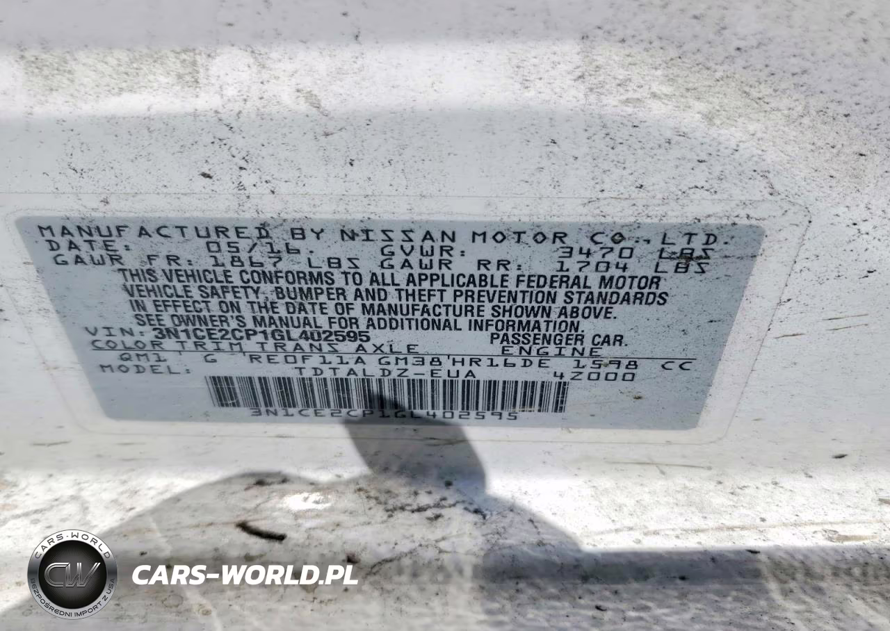 2016 Nissan Versa VIN:3N1CE2CP1GL402595 - 12